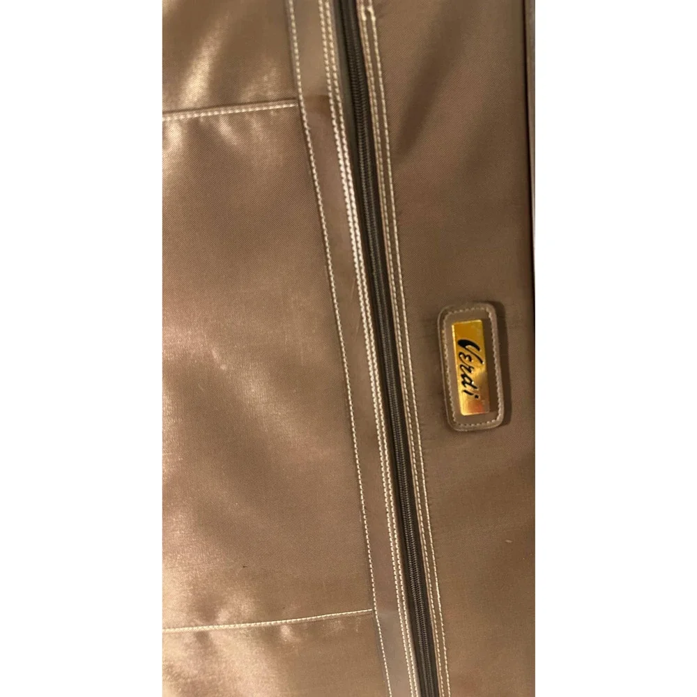 Vintage Verdi Chocolate Brown Suitcase With Wheels And Front Zip Pocket